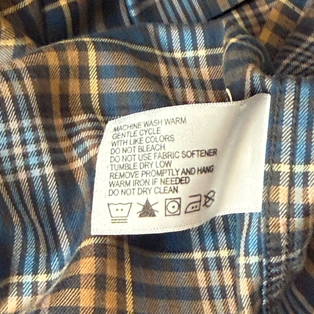 Orvis Mens Blue Tan Plaid Cotton Stretch Long Sleeve Button Down Shirt XL - Picture 8 of 8
